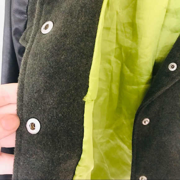 Rare L2 Faux Leather Jacket with Wool-Dark Olive - Picture 11 of 14